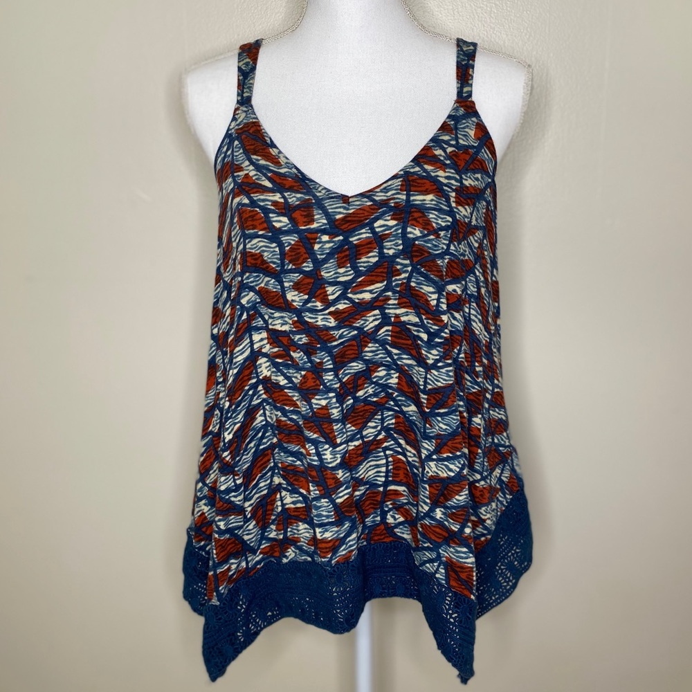 Lucky Brand Flowy Tank With Lace Accents